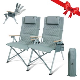 ARURU Reclining Camping Chair, Heavy Duty Folding Chairs with 4-Stage Adjustable High Back for Adults, Compact Foldable Outdoor Patio Reclining Chair with Storage Bag (Cyan, 2 Pack)