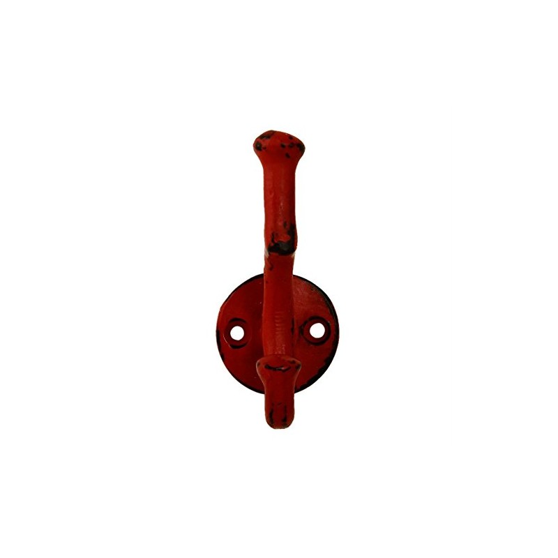 MarktSq Set of 3 Iron Wall Hook in Distressed Red