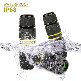 3 Pole Wire Connector Waterproof IP68 External Electrical Junction Box,M20 for Ø5-12mm Wire Range(AC 450V, 24A),2 Way 3Pin,Use for Outdoor Billboards,Tunnel Lights,Road Landscape Lights.5Pack,Black.
