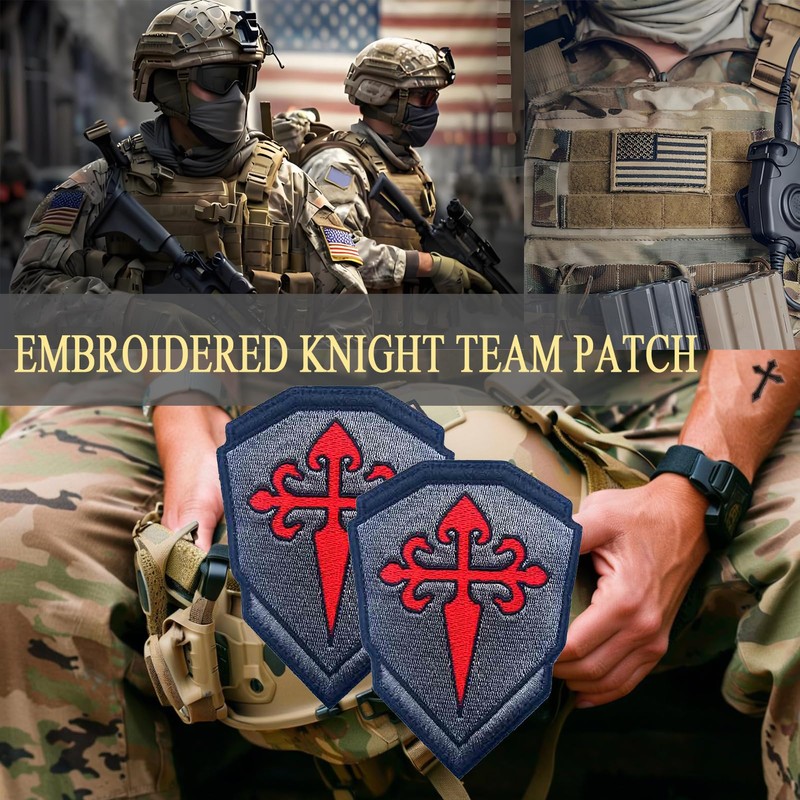EmWoot 2PCS Knights Santiago Cross Patches Morale Patch Hook and