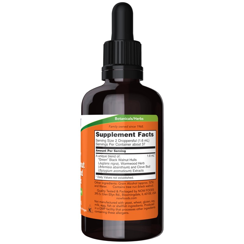 NOW Supplements, Green Black Walnut Wormwood Complex Liquid with Dropper,
