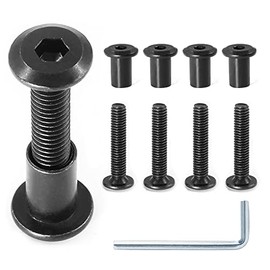 10 Pares (20 Piezas) Tornillo de Cabeza Hexagonal M6x30mm con Llave Allen, Negro Tornillos Conectores de Muebles M6 Tornillos Avellanados Tuercas Cilíndricas Tornillos de Unión para Reemplazo