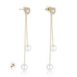 Kruckel Golden Butterflies Long Drop Dangling Earrings | Cute Sparkly Stud Dangles, Lightweight Jewelry for Women | Easy Wear Fashion Design Accesory Packed with Durable Jewelry Box (Drop)