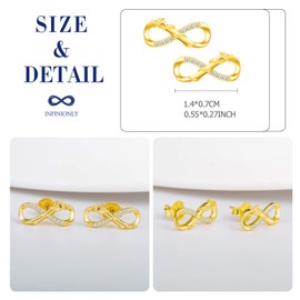 INFINIONLY Women's girl's Earrings Studs, 925 sterling silver Jewellery Sets, Oriental dragon earrings studs, gold, Inlaid zircon, animal jewelry-sets