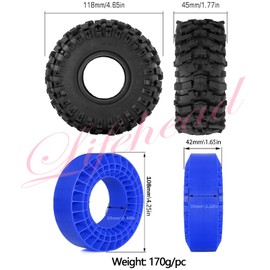 Lifehead 1.9 inch Silicone insert tires - All Terrain Pliable Rubber Tires for 1/10 RC Crawler Car TRAXXAS TRX4 TRX6 Axial SCX10 90046 90047 SCX10 III AXI03007 Tamiya CC01 YK4102/4.6" Outer Diameter