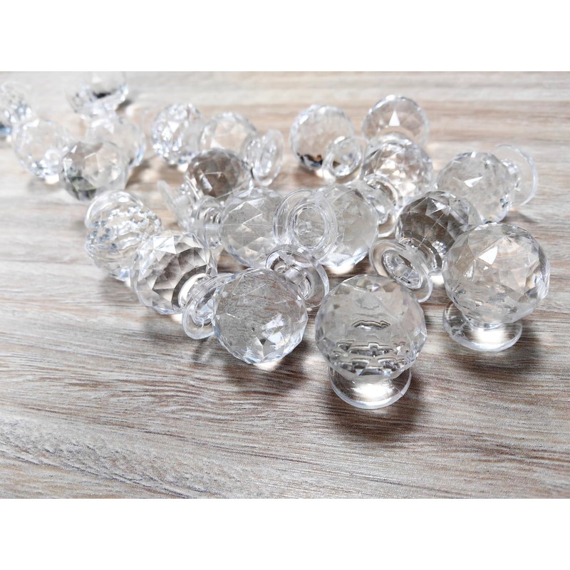 Savagrow 20pcs Self Stick Makeup Case Knobs Acrylic Clear Ball-Diamond