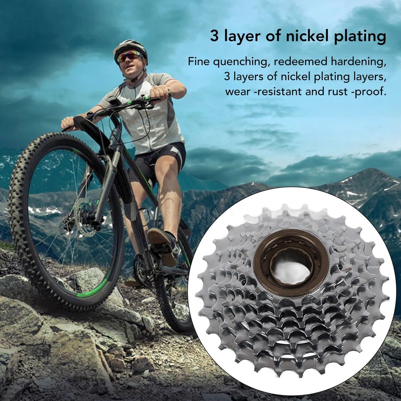 7 Speed Freewheel 13‑28T Bike Threaded Flywheel Silver Steel Bike