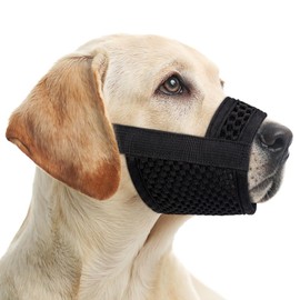 Dog Muzzle for Large Medium Small Sized Dogs, Adjustable Mesh Dog Muzzle to Prevent Biting Barking Chewing, Soft Puppy Muzzles Dogs Mouth Guard Allows Panting Drinking Eating