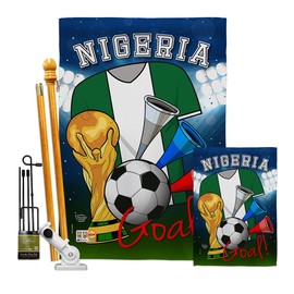 Ornament Collection FK192103-BO World Cup Nigeria Soccer Interests Sports Decorative Vertical Kit, House & Garden Flags Set w/Flagpole, Multi-Color