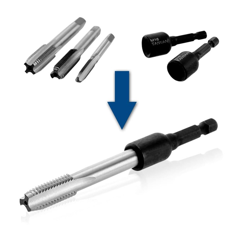 Mesee 8 Pieces M4-M16 Tap Socket Adapter, 1/4 Inch Hex