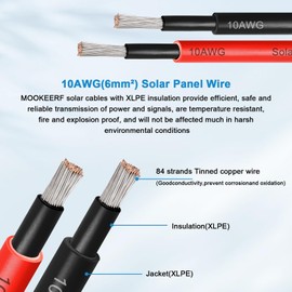Solar Panel Extension Cable - 10AWG 60FT Solar Wire with Female & Male Waterproof Connector PV Wire for RV, Photovoltaic Systems, Home, Boat, Solar Panels, Car(60 feet Red + 60 feet Black)