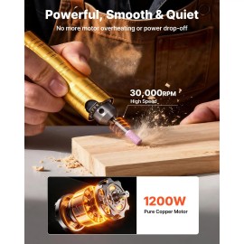1200W 30000RPM Electric Flex Shaft Grinder Rotary Tool Foot-Pedal Control 112PCS Accessory Carver Polisher Hanging Tool 112pcsDefault: Default