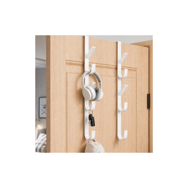 2PCS Perchero para Puerta, Gancho para Puerta, Con 5 Gancho,