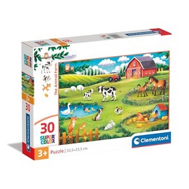 Clementoni 20286 Jigsaw Animal Farm 30 Pieces-Supercolor Children 3-5 Years, Cartoon, Gift for Boy/Girls, Puzzle for Kids, Made in Italy, Multicolor