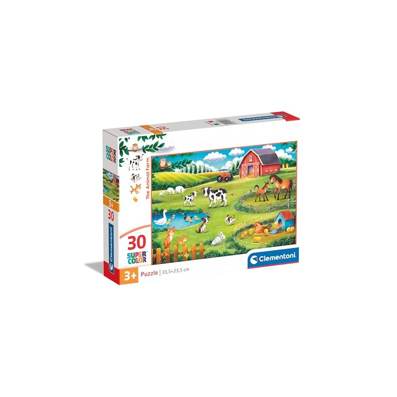 Clementoni 20286 Jigsaw Animal Farm 30 Pieces-Supercolor Children 3-5 Years,