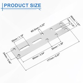 sourcing map Straight Steel Flat Plate, 4Pcs 177x40mm - Heavy Duty Mending Plate with Holes, Metal Reinforcement Mounting Plate Joining Bracket with Screws for Repair Framing Gazebo (Silver)