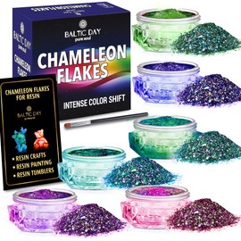 BALTIC DAY - 6 Chameleon Flakes - Chameleon Flakes for Resin - Color Shift Mica Pigment Powder for Epoxy Resin - Chrome Flakes for Tumblers, Molds, Nail Art, Eyeshadow, Makeup - Nr1