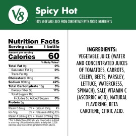 DISTRIBUTED BY CAMPBELL SOUP COMPANY V8 Spicy Hot 100% Vegetable Juice, 12 Fl Oz Bottle (12 Pack)