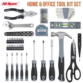 Hi-Spec 54pc Tool Set General Household Toolkit with Toolbox Storage Case, Basic House DIY Tool Kit Set for Home Garage Office College Dormitory Use