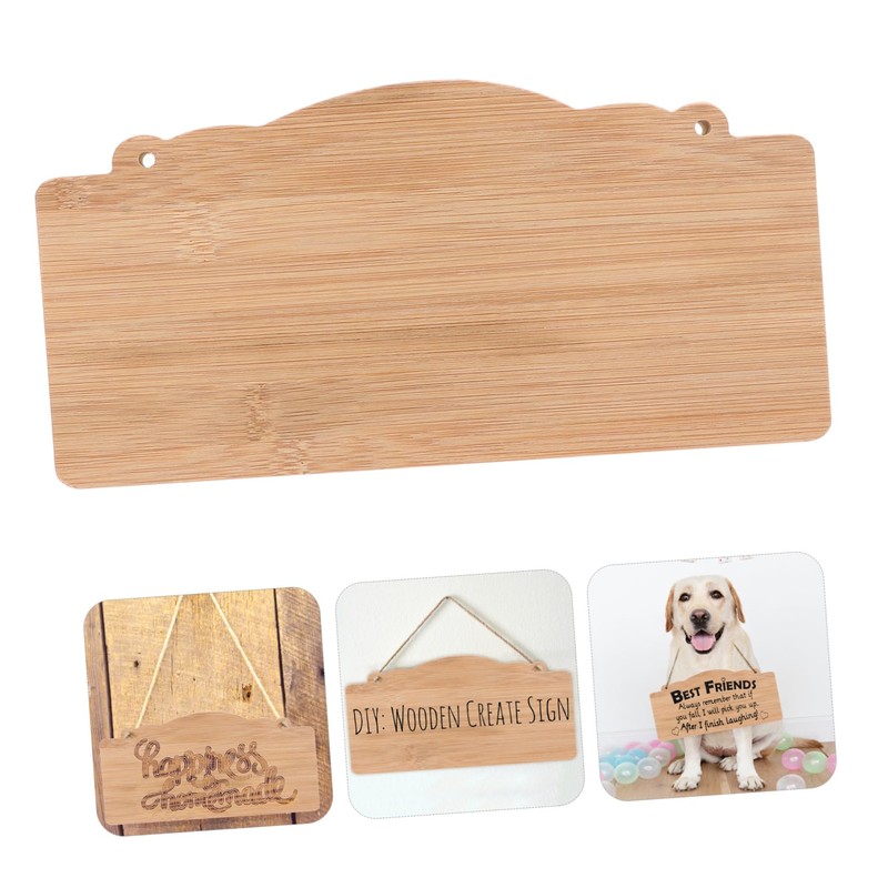 BELLIFFY 2Pcs Unfinished Wood Signs Blank Hanging Plaque for DIY