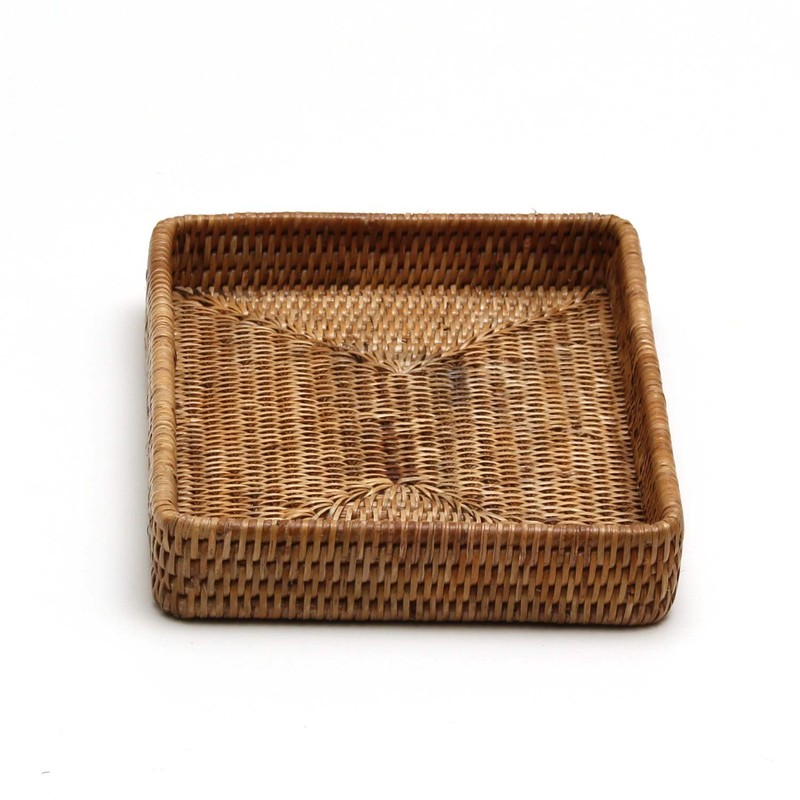 DaiDo BRONX GN856 Rattan Rectangular Basket Shallow Spa Tray, Natural