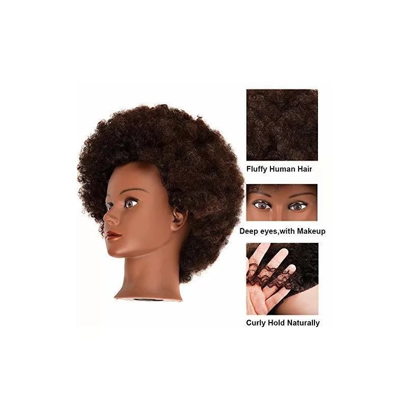 N2 Maniqui Cabeza Cabello Natural Marrón 22 Cm N2