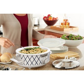 Crock-Pot Crockpot 2.5-Quart Mini Casserole Crock Slow Cooker, White/Blue