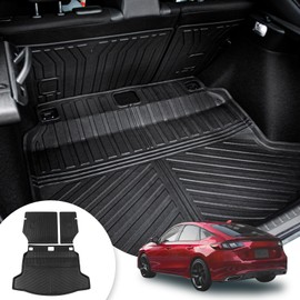 Maxzina Cargo Mat Compatible with 2022 2023 2024 Honda Civic Hatchback Trunk Mat Cargo Liner TPE Back Seat Cover Protector for Civic Hatchback Accessories (Backrest Mats+Trunk Mat)