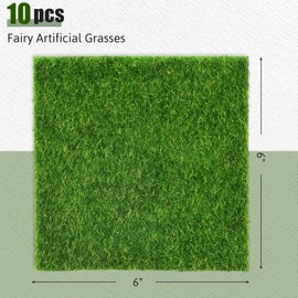 Shindel 10 Packs Fake Grass Decor for Crafts, 6" x 6" Fairy Artificial Grass for Miniature Garden, Dollhouse Ornament DIY Decoration