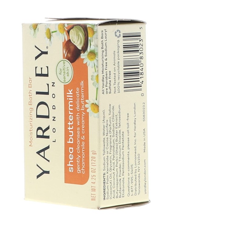 Yardley London Sensitive Skin Shea Buttermilk Bar Soap, 4.0 oz
