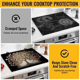 NYZE Stove Cover for Electric and Glass Stove Tops 3-in-1 Stove Mat, Heat Resistant Counter Protector Mat, Non-Slip Drying Rack (Dream Tree, 28.5"Lx20.5"W)
