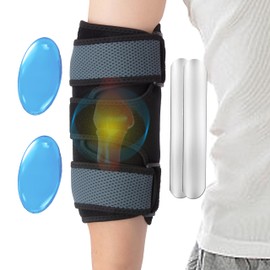 SDELIKIO Elbow Brace for Cubital Tunnel with 4pcs Ice Pack for Women and Men, Ulnar Nerve Entrapment Brace, Adjustable Elbow Night Splint for Sleeping Comfortable Stabilizer Support for Tendonitis,Ulnar Nerve,Bursitis, Sprains, Strain, Arthritis(Onesize)