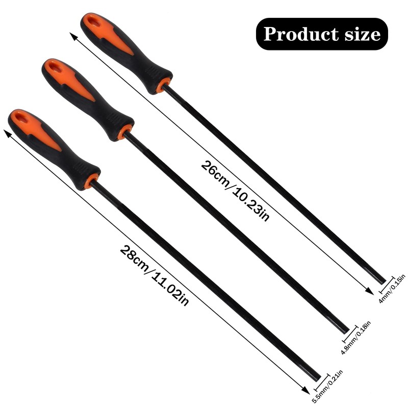 3 PCS Chainsaw File Chainsaw Sharpener Chain Sharpening Round Files