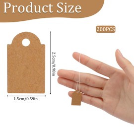 200 pcs Small Price Tags, Jewelry Price Tags Price Tags with String Hang Labels Tags with String Small Gift Price Tags Display Tag Price Labels for Display Jewelry Clothing (Brown)