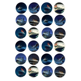 Titanic Style edible Wafer Card 24 pre cut Cupcake Toppers