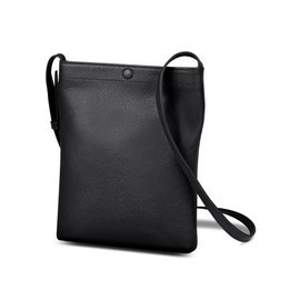 Mura Men's Sacoche Shoulder Bag, Vertical, Thin, Genuine Leather, Black