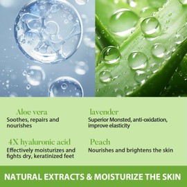 4 Pack Foot Peel Mask, Aloe Vera Hydrating Foot Mask, Deep Exfoliation for Smooth Feet, Foot Mask for Removes Dead Skin and Calluses, Nourishing Formula with Soothing Aloe