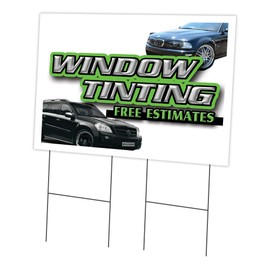 Window Tinting Free ES 24" x 36" Yard Sign & Stake | Advertise Your Business | Stake Included Image On Front Only | Made in The USA