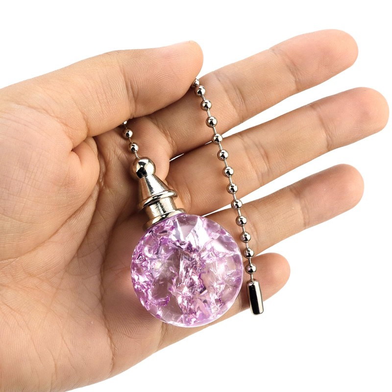 Savagrow 2Pcs Ice Cracked Ball Ceiling Fan Pull Chains Light