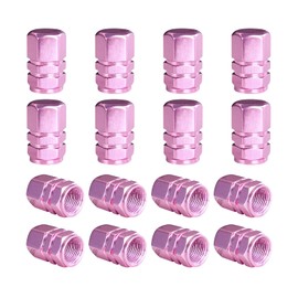 Kewucn 16 PCS Car Tire Valve Stem Caps, Aluminum Air Caps Cover with Rubber Ring, Corrosion Resistant Airtight Dust Proof Covers, Universal Car Accessories for SUV Truck Motorcycle (Pink)