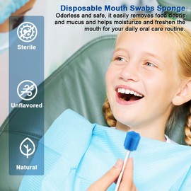 Disposable Oral Swabs, 80 Pack Dental Swabs Disposable Mouth Swabs Sponge, Blue Mouth Swabs Sponge for Elderly, Mouth Care Sponge Tooth Cleaning Sponge, Unflavored Sterile for Mouth & Gum Cleaning