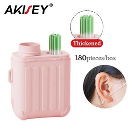AKIESY Ear Hole Cleaning Thread, Peach-Scented Deodorizing Ear Cleaning Solution, Piercing Holes Clean Kit, 60/120/180 lines set 1Psc:_180 sticks set/Thickened