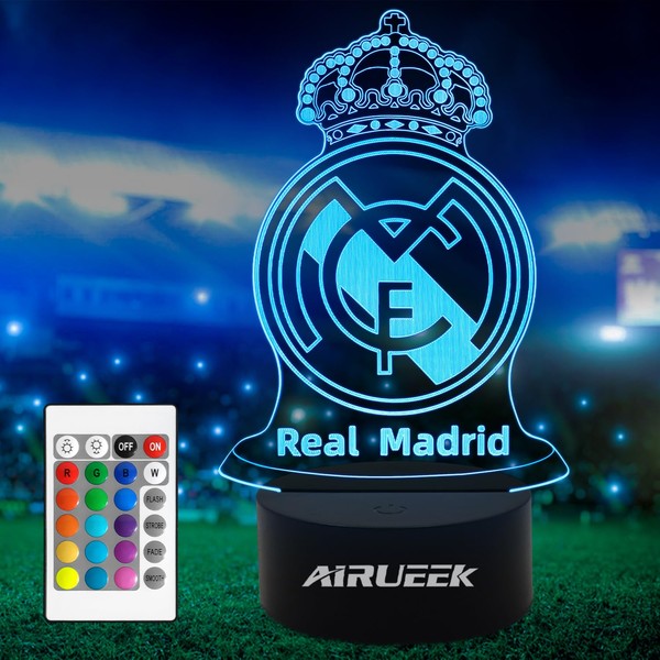 AIRUEEK Madrid Lamp 3D Football Lamp Sign Madrid, 16 Colours