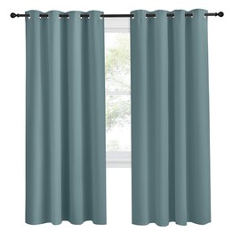 NICETOWN Blackout Greyish Blue Curtains & Drapes for Living Room, 1 Panel, W55 x L78, Thermal Insulated Solid Grommet Sound Reducing Energy Saving Window Treatments for Porch/Hall