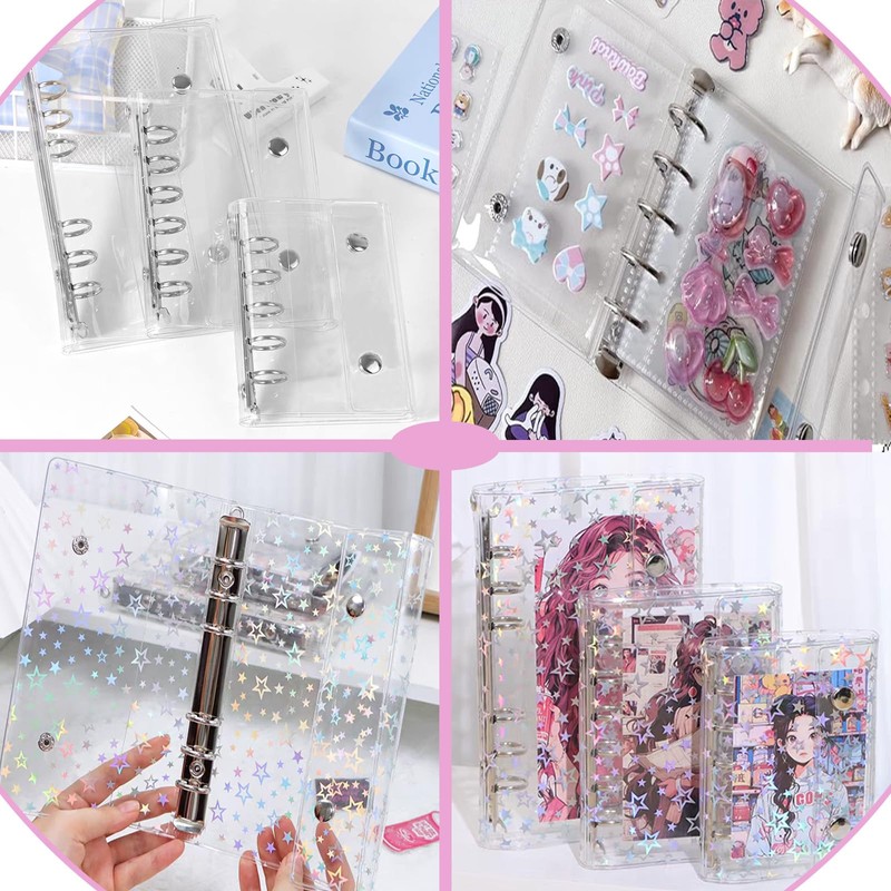 Futakuchi Clear Sticker Book, Star Pattern, A7 Mini Binder, 6