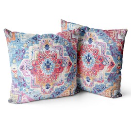 Snylcce Boho Floral Throw Pillow Cover 18x18 Inch Set of 2 Bohemian Vintage Flowers Cushion Covers Velvet Double Sided Printing Decorative Pillowcases for Living Room Bedroom Sofa Home Decor(Floral)