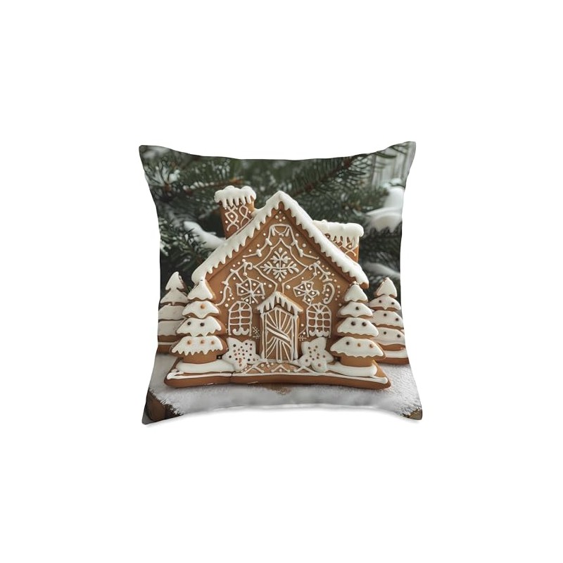 Gingerbread House Kit Classic Holiday Design Throw Pillow