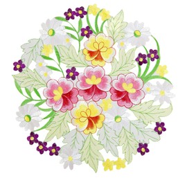 Spring Flower Placemats 14" Set of 4 Embroidered Flowery Table Placemats Floral Cutwork Table Doily Home Kitchen Dining Spring/Summer Tabletop Decoration Red (Placemat 14" Set of 4, Floral-3)