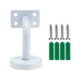 KUMGROT 4 Pcs Stainless Steel Staircase Handrail Brackets 2.36" X 2.36" Wall Mounted Heavy Duty Railing Brackets Porch Hand Basement Steps Stair Guardrails Brackets, Flat Type,White