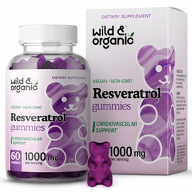 Wild & Organic Resveratrol Gummies 1000mg - Trans Resveratrol Supplement for Antioxidant, Brain, Immune Support - 60 Vegan, Non-GMO Antioxidant Gummies